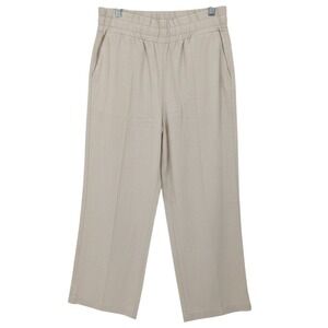 Land 'n Sea Wide Leg Pants Womens Small Beige Linen Blend Elastic Waist Coastal